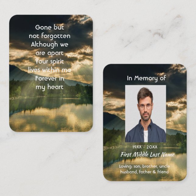 Prayer Card Keepsake Beautiful Lake Clouds (Front/Back)