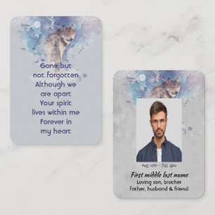 Prayer Card Keepsake Memorial Wolf lookin back