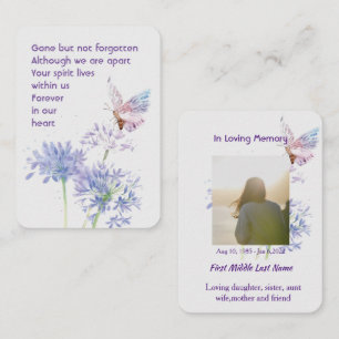 Prayer Card Memorial Keepsake Butterfly