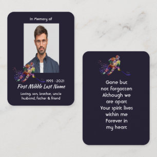 Prayer Card Memorial Keepsake Hockey Player Sport