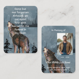 Prayer Card Memorial Keepsake Howling Wolf