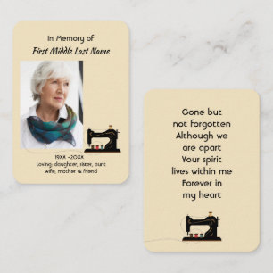 Prayer Card Memorial Keepsake Seamstress 