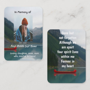 Prayer Card  Memorial Wilderness Lake Canoe