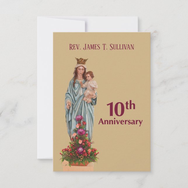 Prayer Card Name 10th Ordination Anniversary Mary (Front)