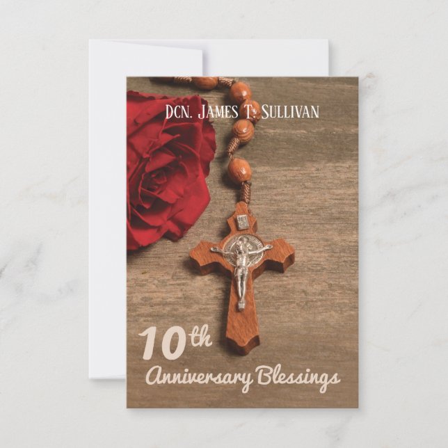 Prayer Card Name 10th Ordination Anniversary Rose (Front)