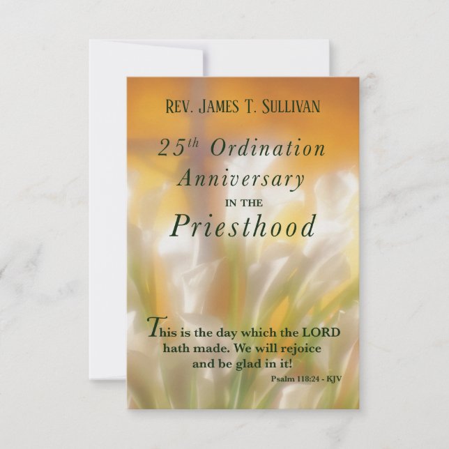 Prayer Card Name 25th Ordination Anniversary Lily (Front)
