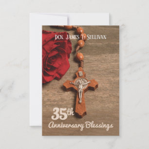 Prayer Card Name 35th Ordination Anniversary Rose