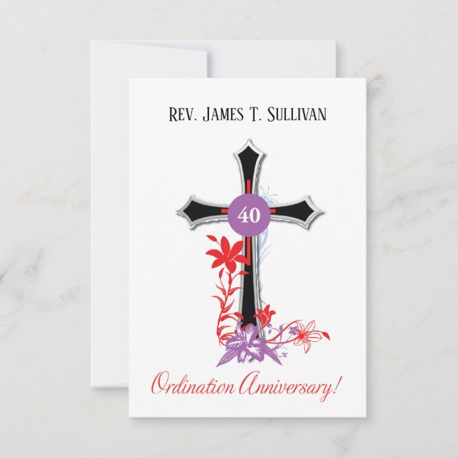 Prayer Card Name 40th Ordination Anniversary Black (Front)