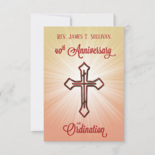 Prayer Card Name 40th Ordination Anniversary Cross