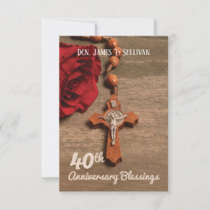 Prayer Card Name 40th Ordination Anniversary Rose