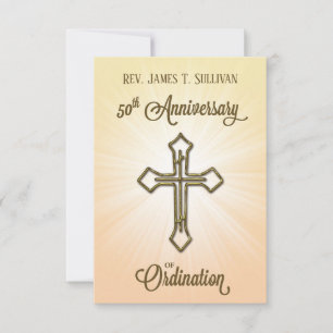 Prayer Card Name 50th Ordination Anniversary Cross