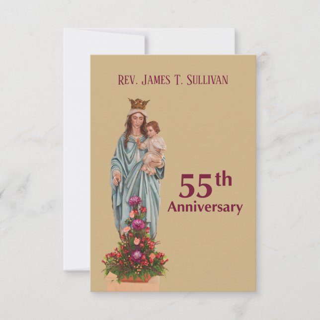 Prayer Card Name 55th Ordination Anniversary Mary (Front)