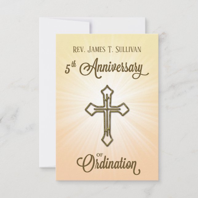 Prayer Card Name 5th Ordination Anniversary Cross (Front)