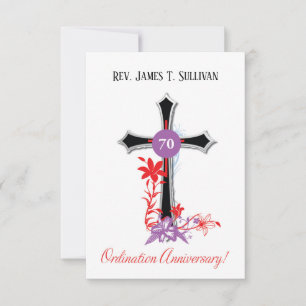 Prayer Card Name 70th Ordination Anniversary Black