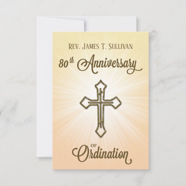Prayer Card Name 80th Ordination Anniversary Cross (Front)