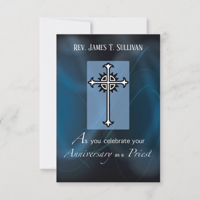 Prayer Card Name Ordination Anniversary Navy Blue (Front)