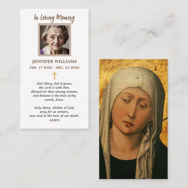 Prayer Card Our Lady Mary Don't Weep (Front/Back)