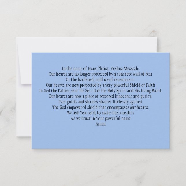 Prayer Card: To Strengthen Our Shields of Faith Thank You Card (Front)