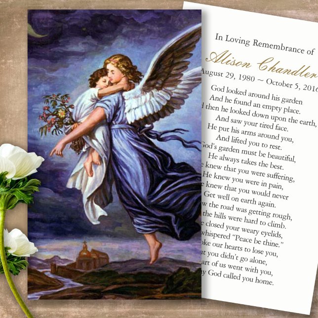 Prayer Cards | Angel of the Lord 5 (catholic, religious, celebration of life, in loving memory of, prayer cards for bereavement)