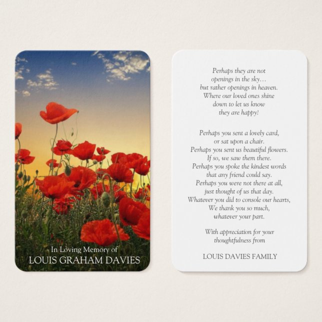 Prayer Cards | Beautiful Poppies (Front & Back)