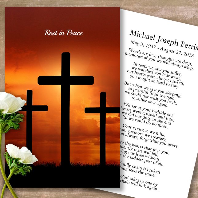 Prayer Cards | Crosses - Deluxe (catholic, religious, celebration of life, in loving memory of, prayer cards for bereavement)