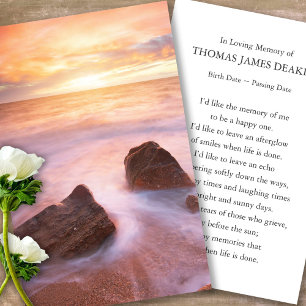 Prayer Cards for Funeral Beautiful Seascape