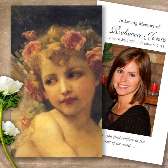 Prayer Cards | Garland Angel (catholic, religious, celebration of life, in loving memory of, prayer cards for bereavement)
