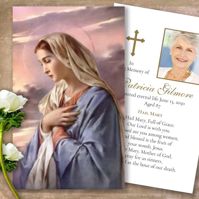 Prayer Cards | Holy Mother (catholic, religious, celebration of life, in loving memory of, prayer cards for bereavement)