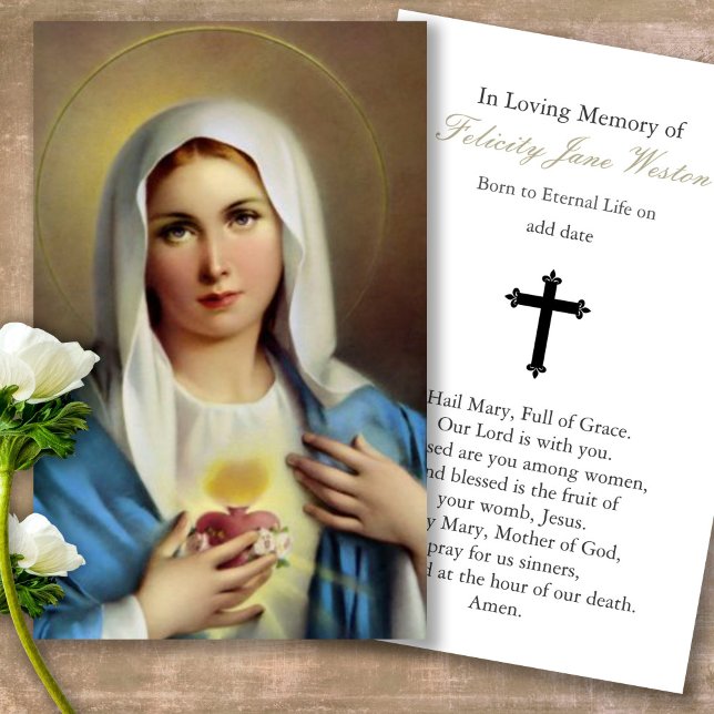Prayer Cards | Italian Mary (catholic, religious, celebration of life, in loving memory of, prayer cards for bereavement)