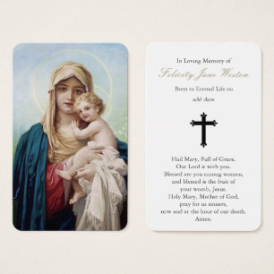 Prayer Cards   Mother Mary & Baby Jesus