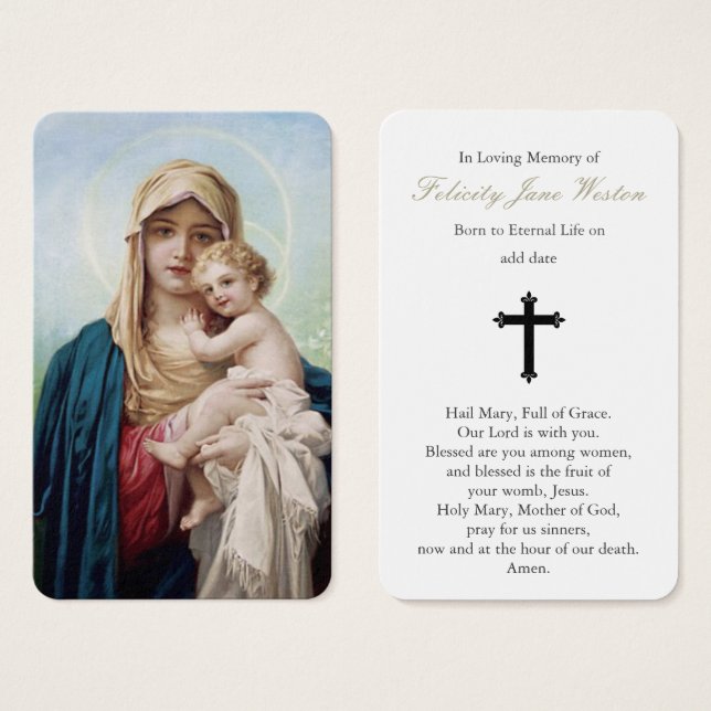 Prayer Cards | Mother Mary & Baby Jesus (Front & Back)