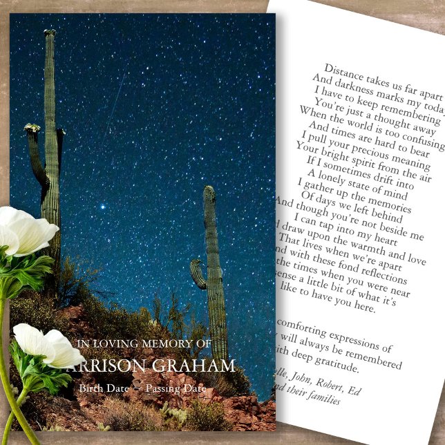 Prayer Cards | Night Sky - Deluxe (sunset, sunrise, night sky, celebration of life, in loving memory of, prayer cards for bereavement)