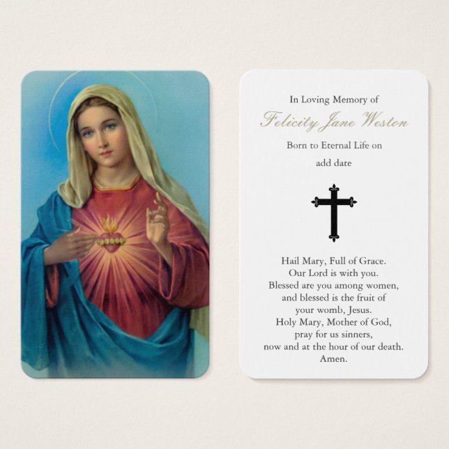 Prayer Cards | Sacred Heart Mary 3 (Front & Back)