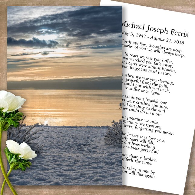 Prayer Cards | Seascape 1 (sunset, sunrise, beach, celebration of life, in loving memory of, prayer cards for bereavement)