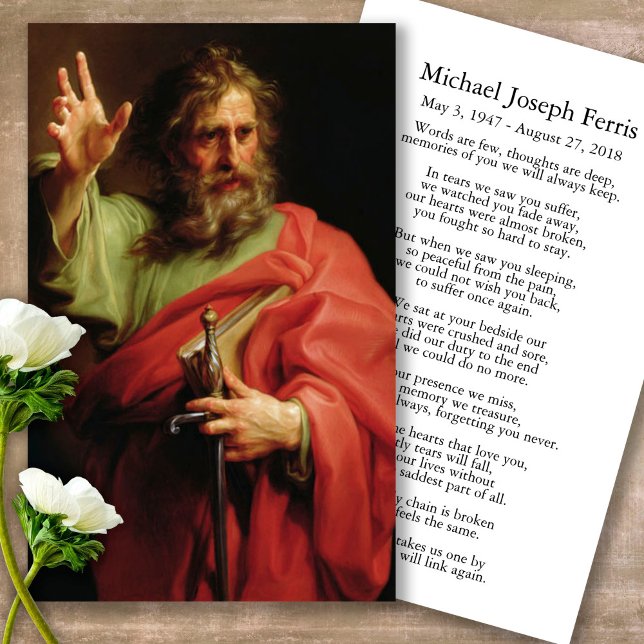 Prayer Cards | St. Paul 1 (catholic, religious, celebration of life, in loving memory of, prayer cards for bereavement)