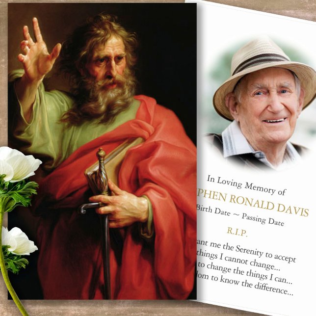 Prayer Cards | St. Paul & Photo (catholic, religious, celebration of life, in loving memory of, prayer cards for bereavement)