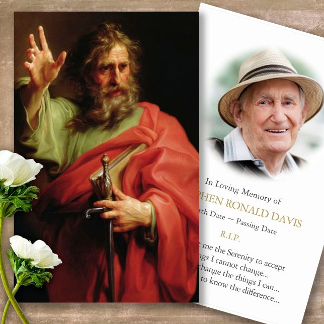 Prayer Cards | St. Paul & Photo - Deluxe (catholic, religious, celebration of life, in loving memory of, prayer cards for bereavement)