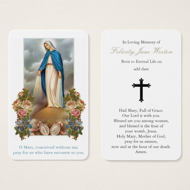 Prayer Cards | Virgin Mary Medal (Front & Back)