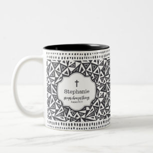 Prayer Changes Things Black Abstract Two-Tone Coffee Mug