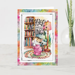 Prayer Changes Things Cat Christian  Card