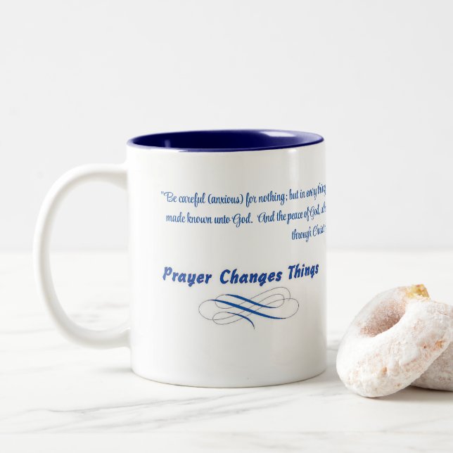 PRAYER Changes Things Coffee Mug (With Donut)
