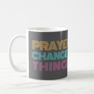 Prayer Changes Things Retro Colourful Christian Coffee Mug