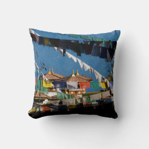 Prayer flags and chortens cushion