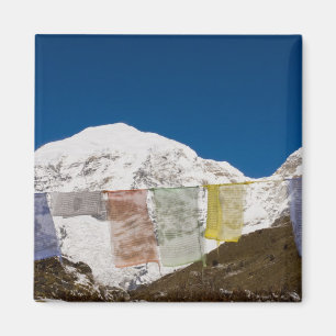 Prayer flags and Mount Jhomolhari, Bhutan. Magnet