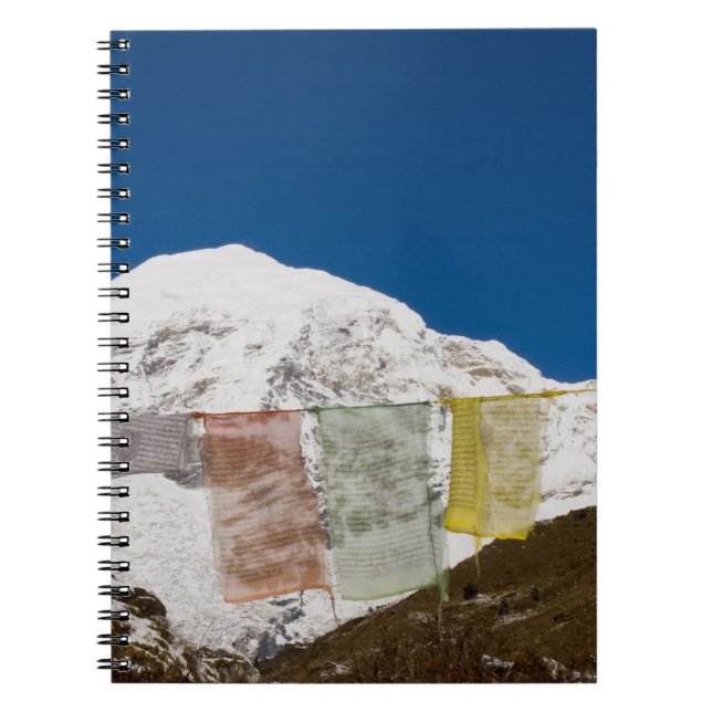Prayer flags and Mount Jhomolhari, Bhutan. Notebook (Front)