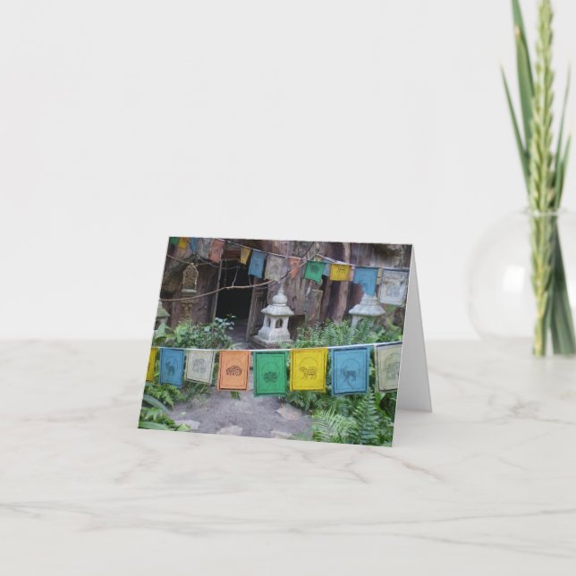 PRAYER FLAGS AT TEMPLE NOTE CARD (Front)