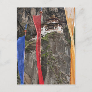 Prayer flags hang near Taktshang Postcard