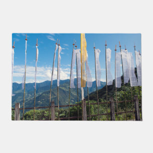 Prayer Flags in Bhutan eastern mountains Doormat
