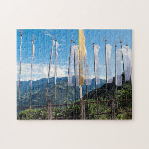 Prayer Flags in  Bhutan eastern mountains Jigsaw Puzzle