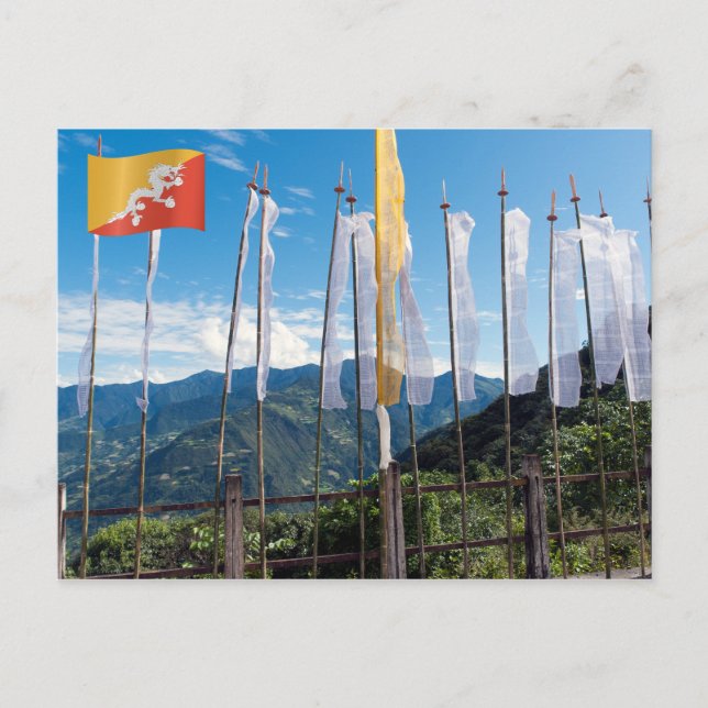 Prayer Flags in  Bhutan eastern mountains Postcard (Front)